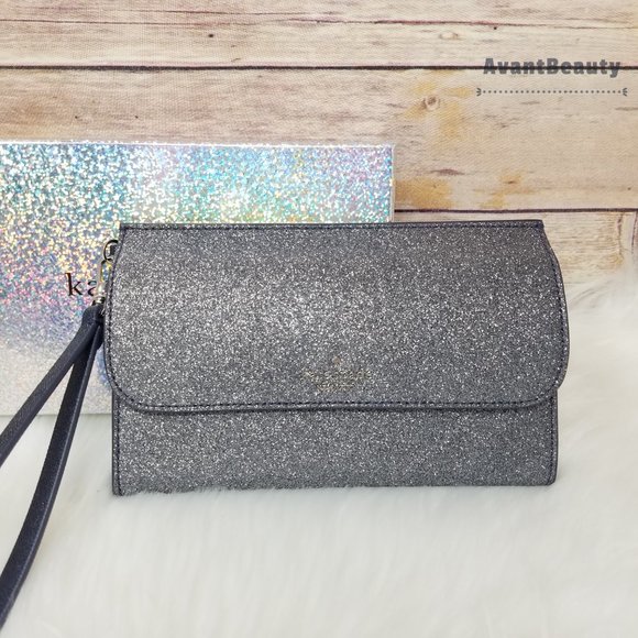 kate spade lola wristlet wallet glitter dusk navy - Picture 3 of 13